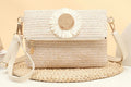 Cream Daisy Woven Straw Crossbody Bag