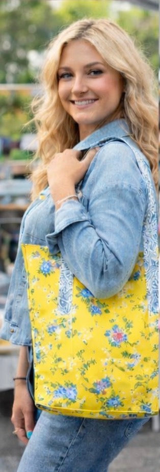 Yellow Floral Tote Bag