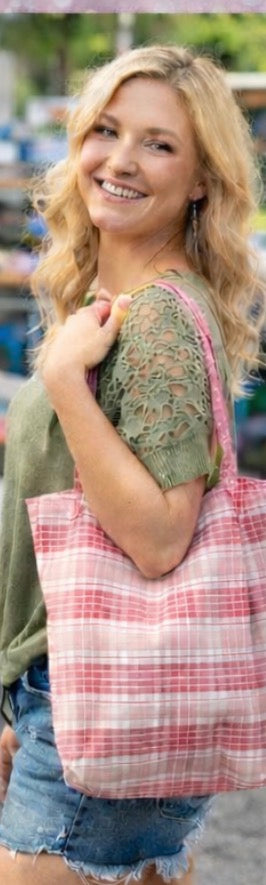 Pink Plaid Tote Bag