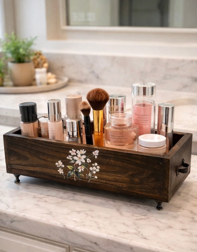 Rustic floral wood organizer