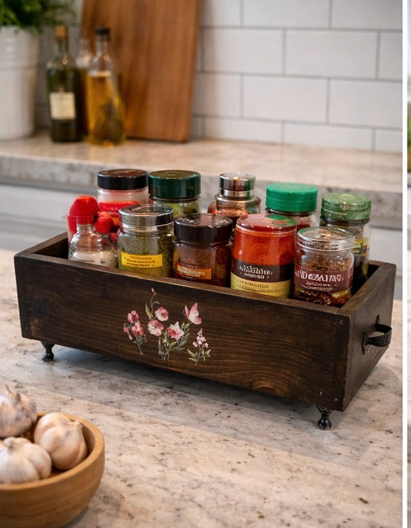 Rustic floral wood organizer
