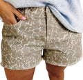 Leopard Print Frayed Hem Denim Shorts