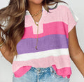 Pink Colorblock Stripe Knit Top