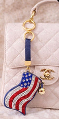 Crystal American Flag Bag Charm