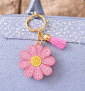 Pink Crystal Daisy Bag Charm