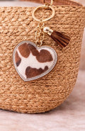 Cow Print Heart Bag Charm