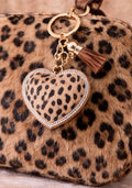 Leopard Print Heart Bag Charm