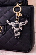 Black Crystal Steer Skull Bag Charm