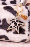 Cow Print Star Bag Charm