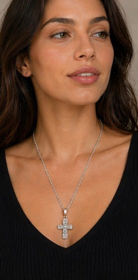 Clay & Acrylic Cross Pendant Necklace