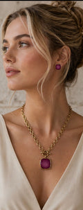 Gold Toggle Chain Gemstone Jewelry Set – Berry