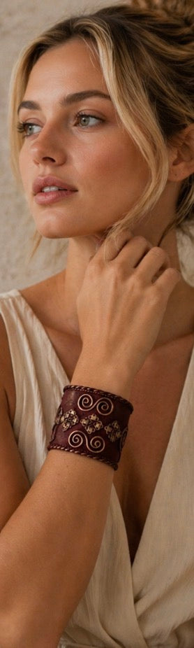 Copper Plated Scroll Wide Cuff Bracelet