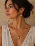 Pearl Pendant Necklace & Drop Earring Jewelry Set
