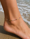 Purple & Mint Seed Bead Anklet