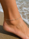 White & Gold Seed Bead Anklet