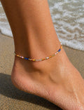 Boho Multicolor & Crystal Seed Bead Anklet