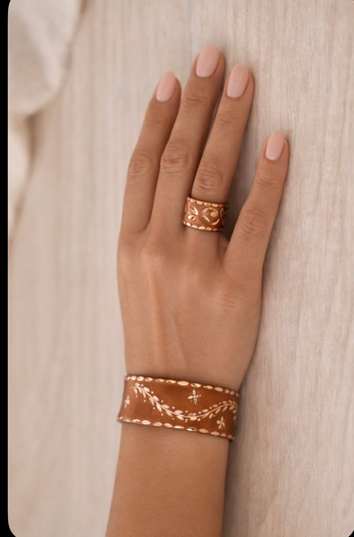 Copper Floral Jewelry Set
