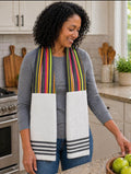 Taffygirl Kitchen Boa – Colorful Stripes & White Terry
