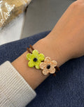 Clay Flower Bracelet Set – Yellow-Green & Peach