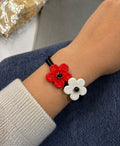 Clay Flower Bracelet Set – Red & White
