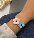 Clay Flower Bracelet Set – Pink & Blue
