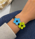 Clay Flower Bracelet Set – Green & Blue