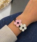 Clay Flower Bracelet Set – Pink & White
