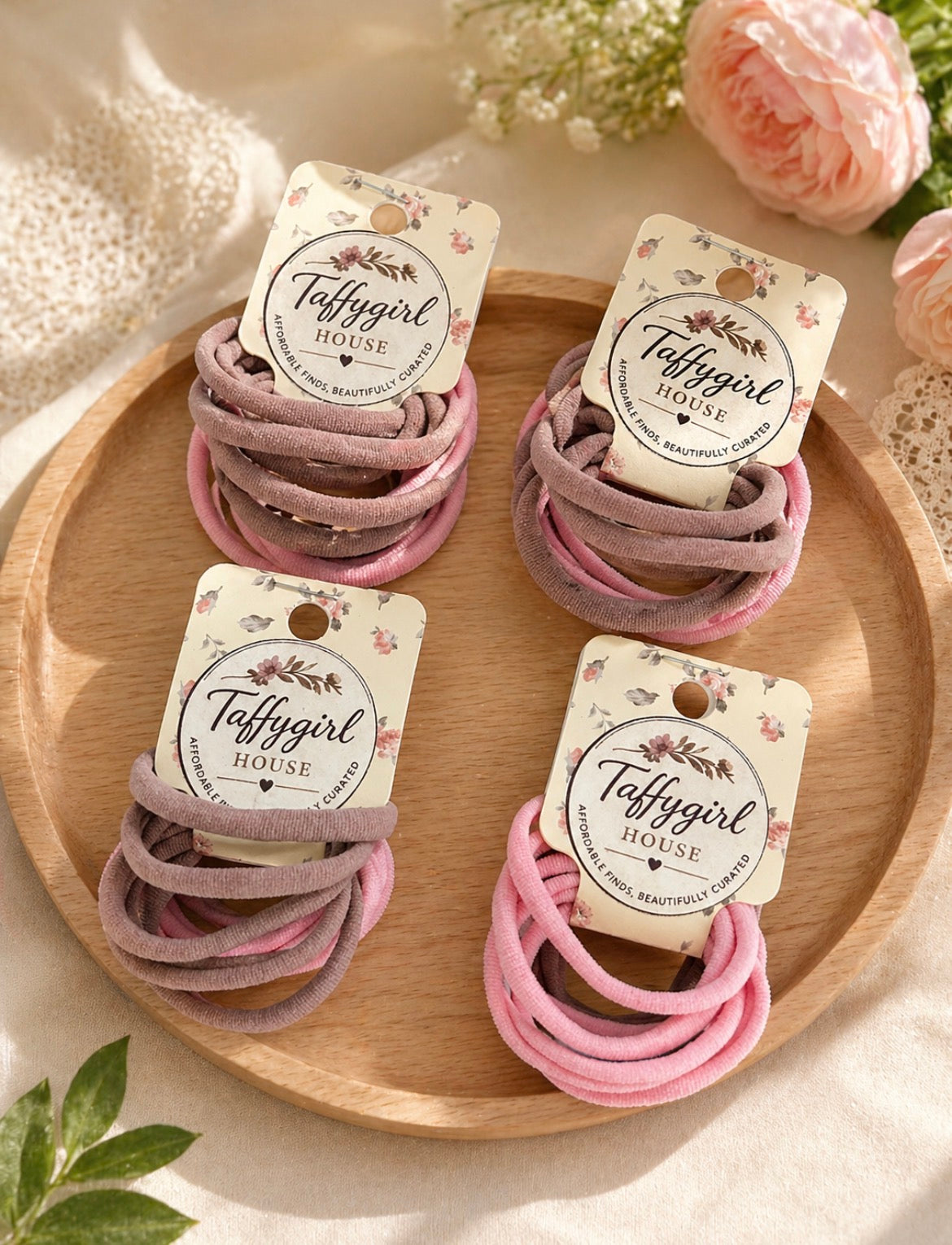 Taffygirl House Hair Ties – 10 pc Set (Pink & Mauve)
