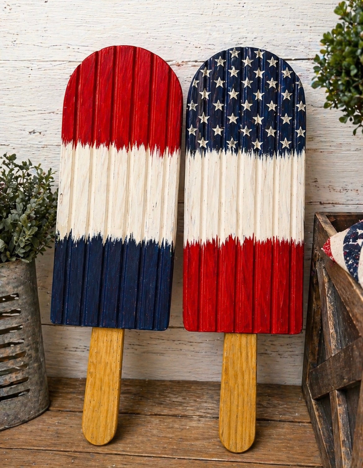 Patriotic Popsicle Wood Decor – 2 pc Set