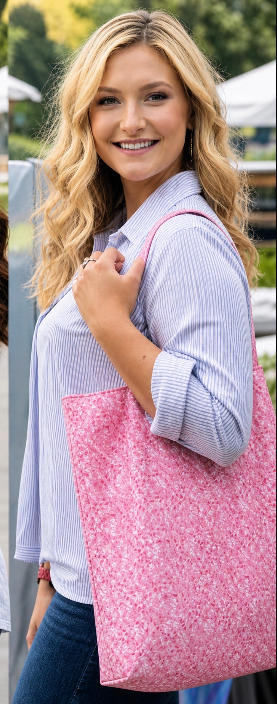 Pink Floral Tote Bag