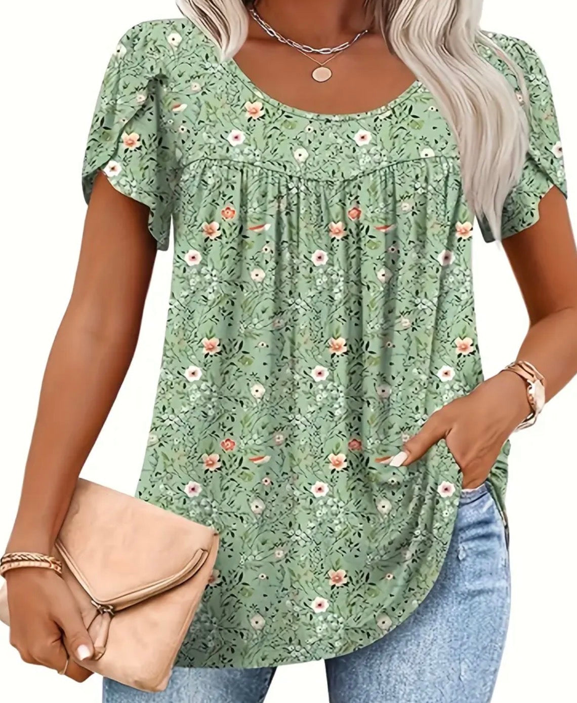 Floral Flutter Sleeve Top