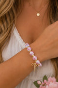 Floral Bead & Gold Bow Bracelet
