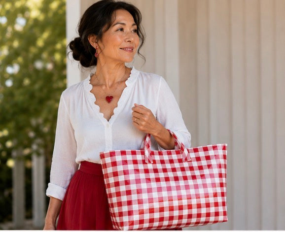 Gingham Tote Bag – Red