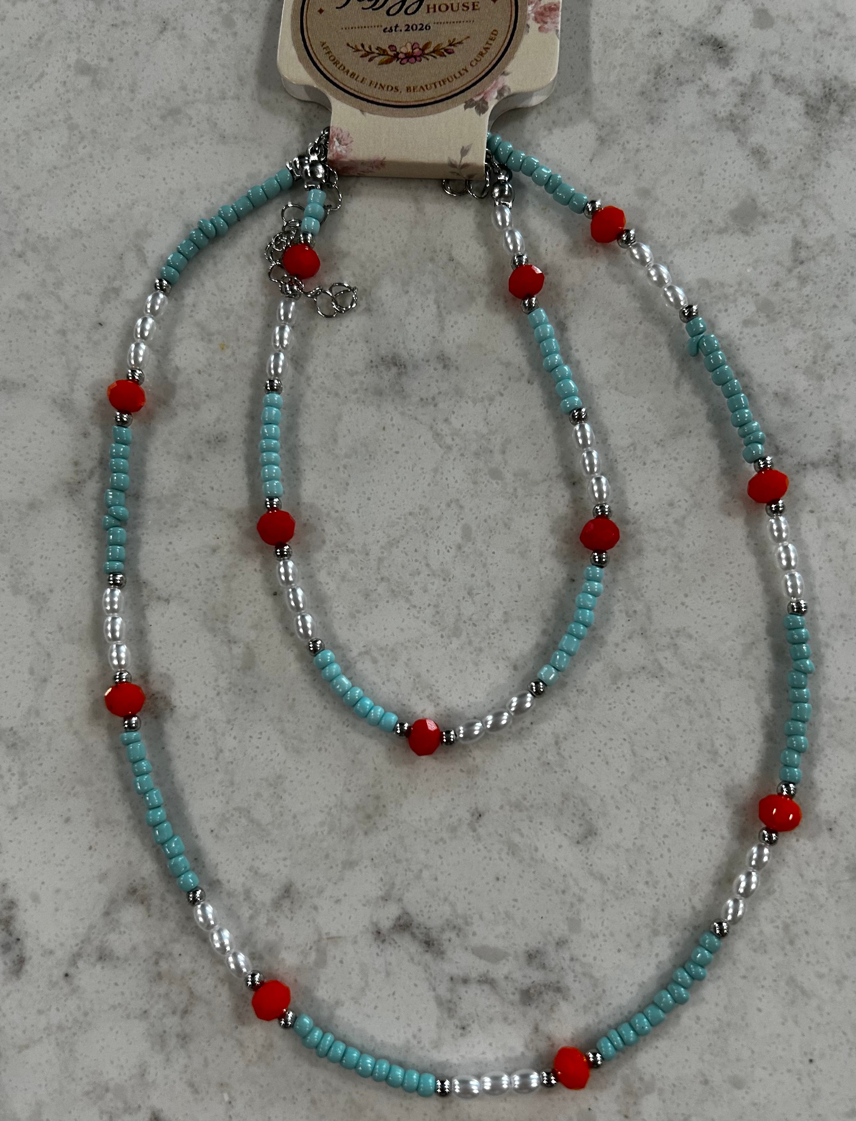 Beaded Necklace & Bracelet Set