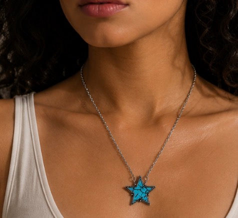 Turquoise Mosaic Star Pendant Necklace