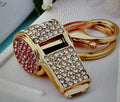 Pink Crystal Rhinestone Whistle Keychain