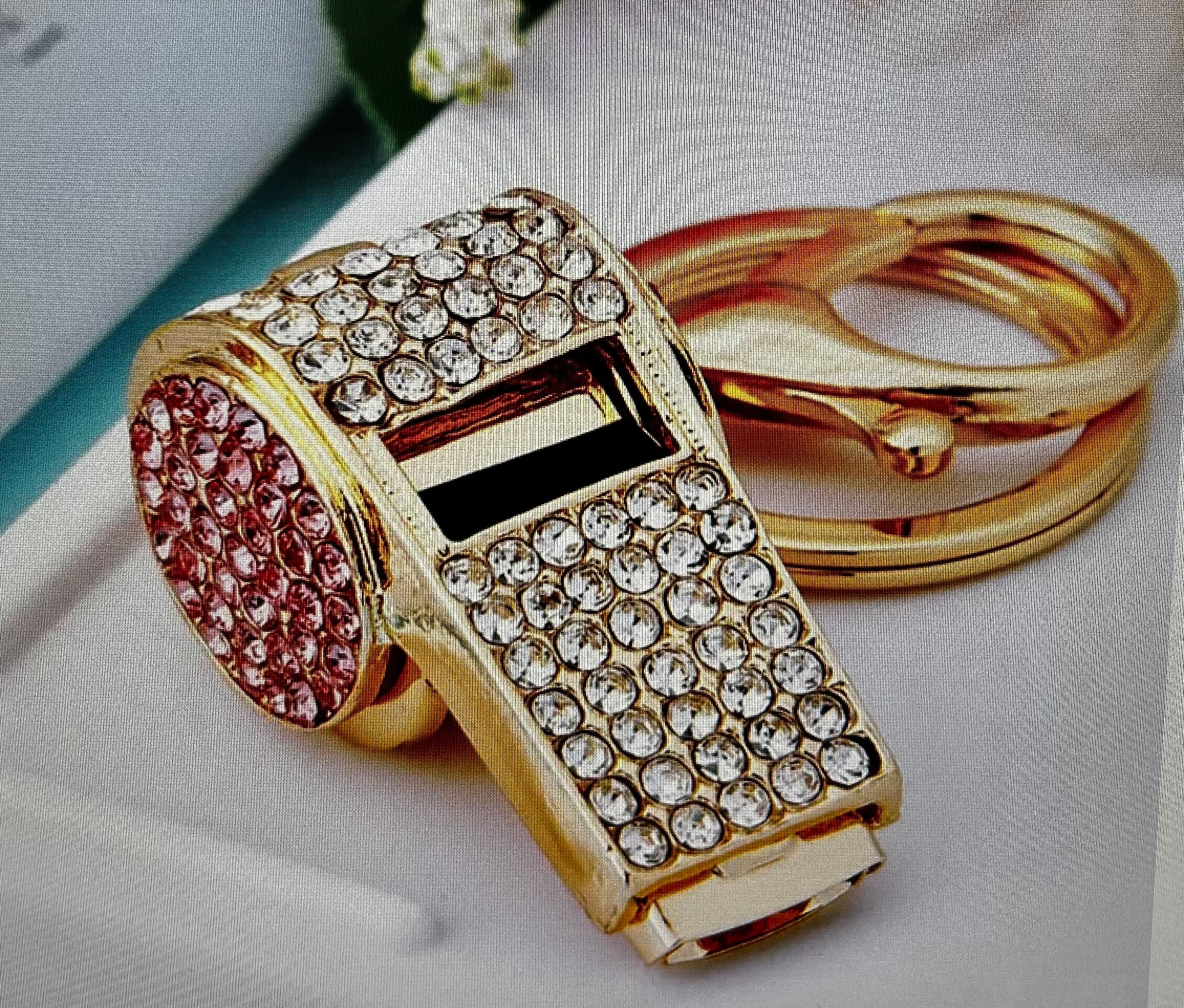 Pink Crystal Rhinestone Whistle Keychain