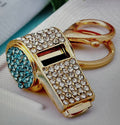 Blue Crystal Rhinestone Whistle Keychain
