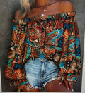 Boho Aztec Print Ruffle Top