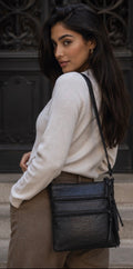 Black Multi-Zip Crossbody Bag