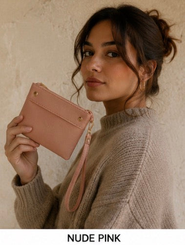 Nude Pink Mini Wristlet Coin Purse