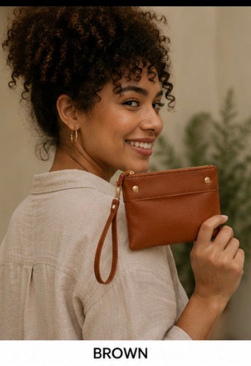 Brown Mini Wristlet Coin Purse