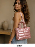 Pink Quilted Puffer Tote Bag