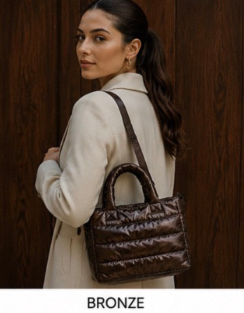 Black Quilted Puffer Tote Bag