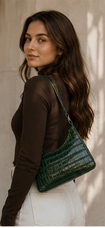 Green Croc Shoulder Bag