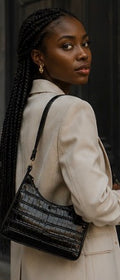 Black Croc Shoulder Bag