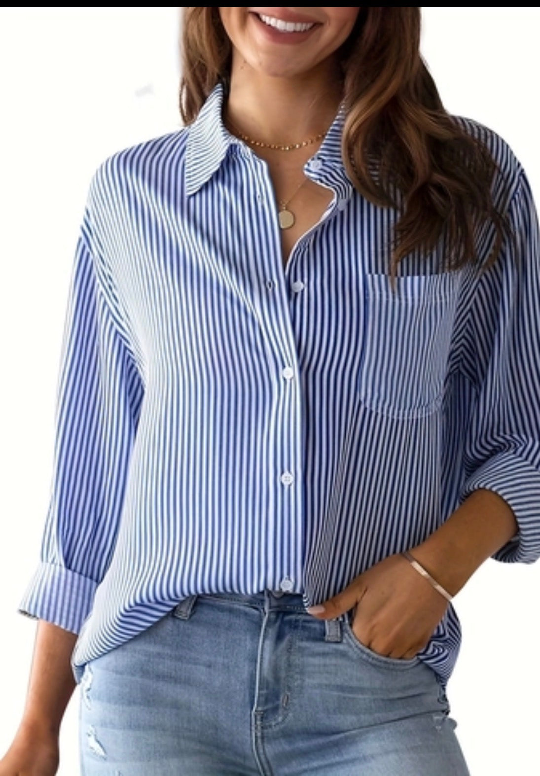Blue Stripe Button-Down Shirt