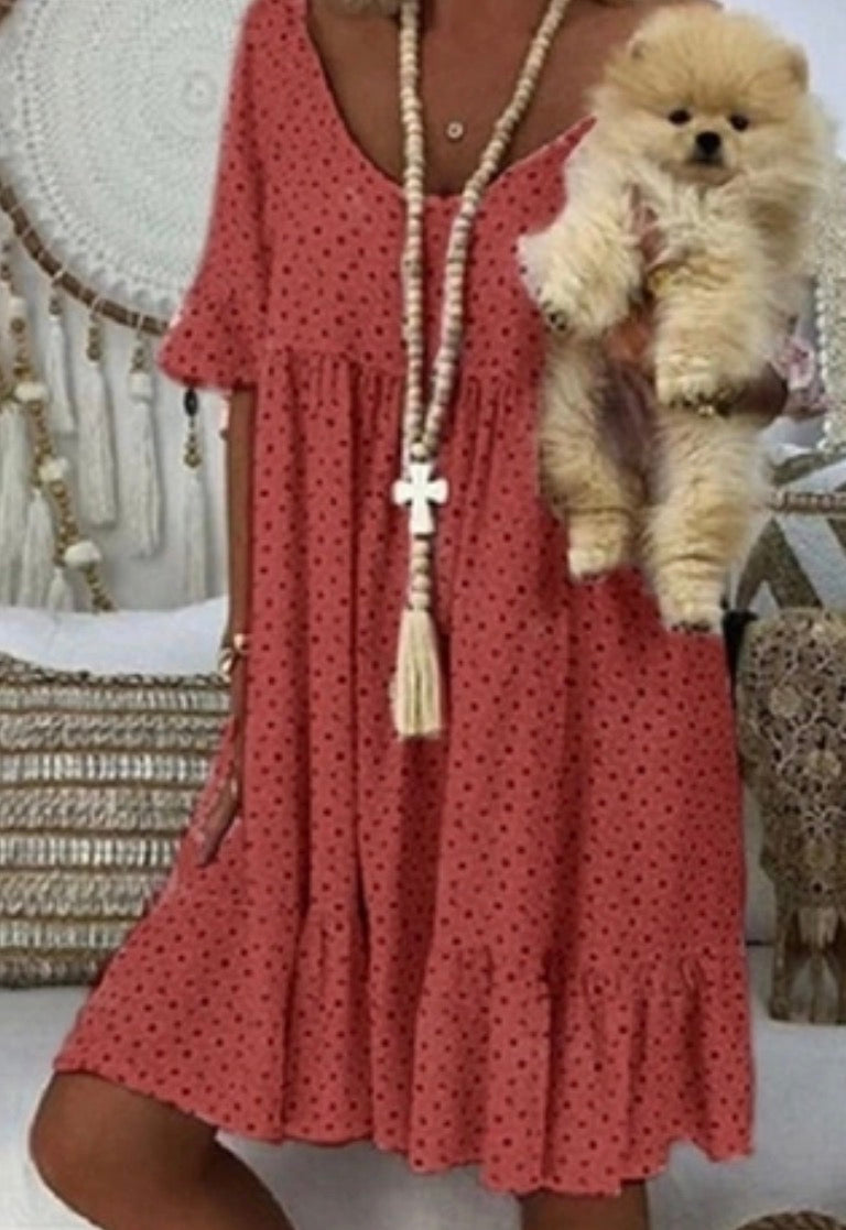 Blood Orange polka dot tiered dress