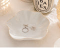 White Gold Rim Ceramic Dish Jewelry Holder