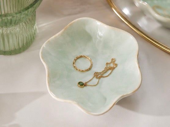 Mint Green Ceramic Dish Jewelry Holder